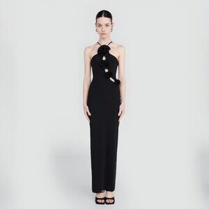Like new Maygel Coronel Liri Dress in Black maxi one size cutout flower gown